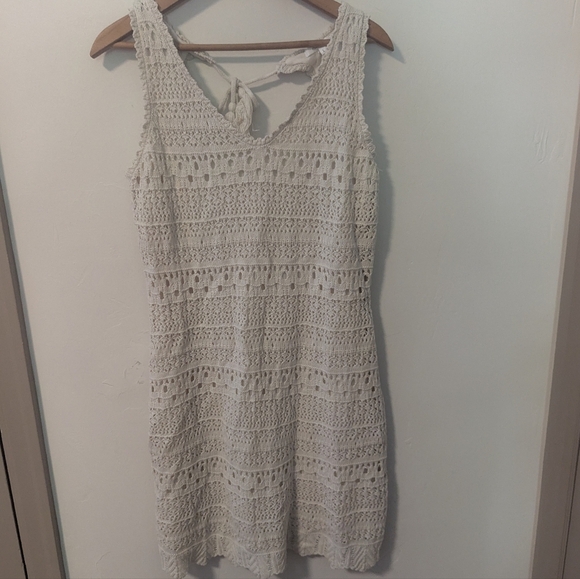 NWT Maurices Crochet Open Back Mini Dress Knit Boho Festival Coastal Cowgirl LG - Picture 2 of 7